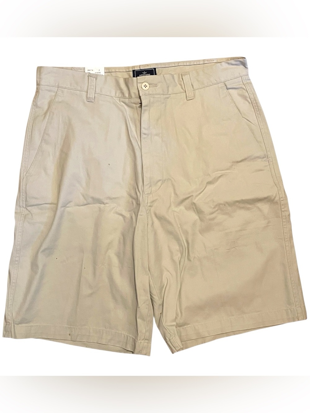 Dockers Men’s Cotton Twill Shorts 34 Beige Khaki Loose Fit Flat Front NWT